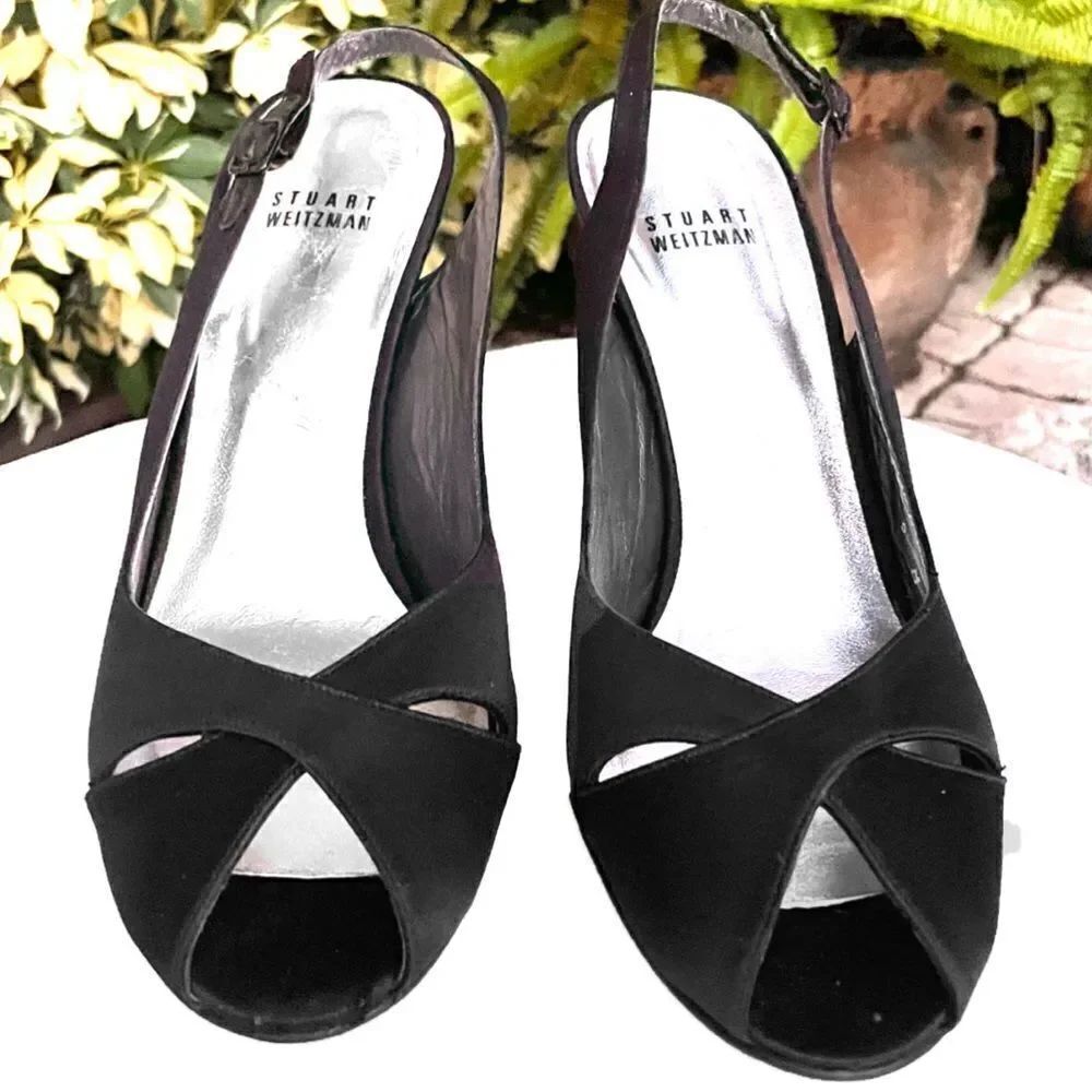 Stuart Weitzman peep Toe Sling-Back Heels - Picture 4 of 11
